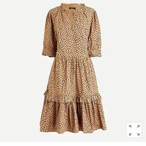 J. Crew Ruffleneck Tiered Popover Dress in Leopard 2x NWT